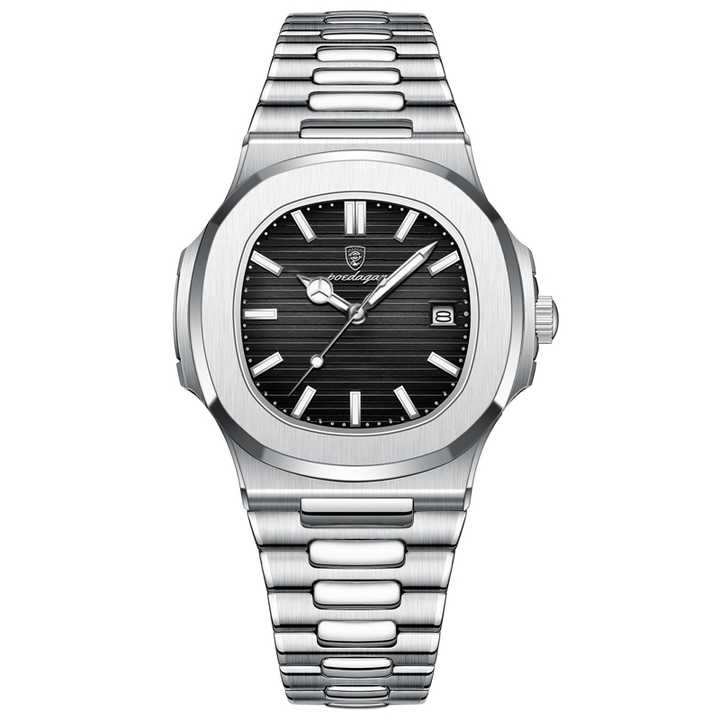 Classic High Quality POEDAGAR 613 Stainless Steel Man Wristwatch Fashion Calendar Waterproof Quartz Mens Watch